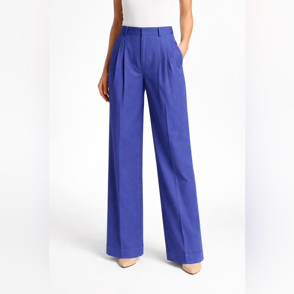 J.Crew High Waisted Essential Wide Leg Trousers Navy Indigo 14 Work
